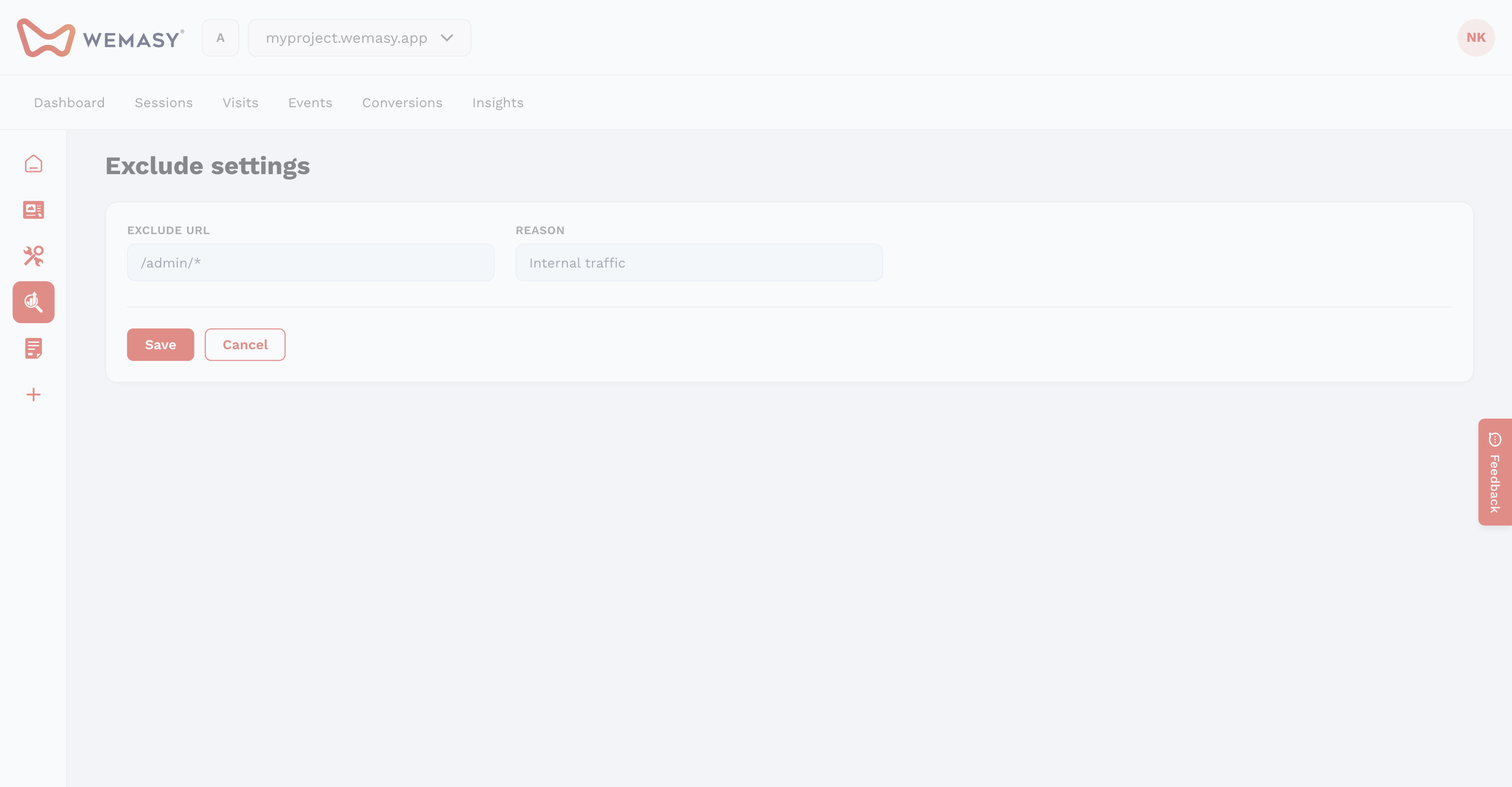 Analytics & Insights — Exclude Settings