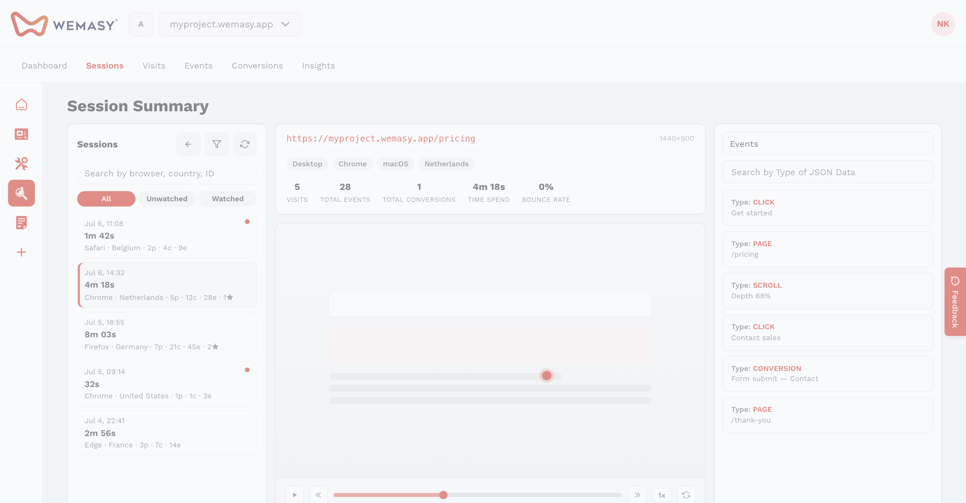 Analytics & Insights — View a recording