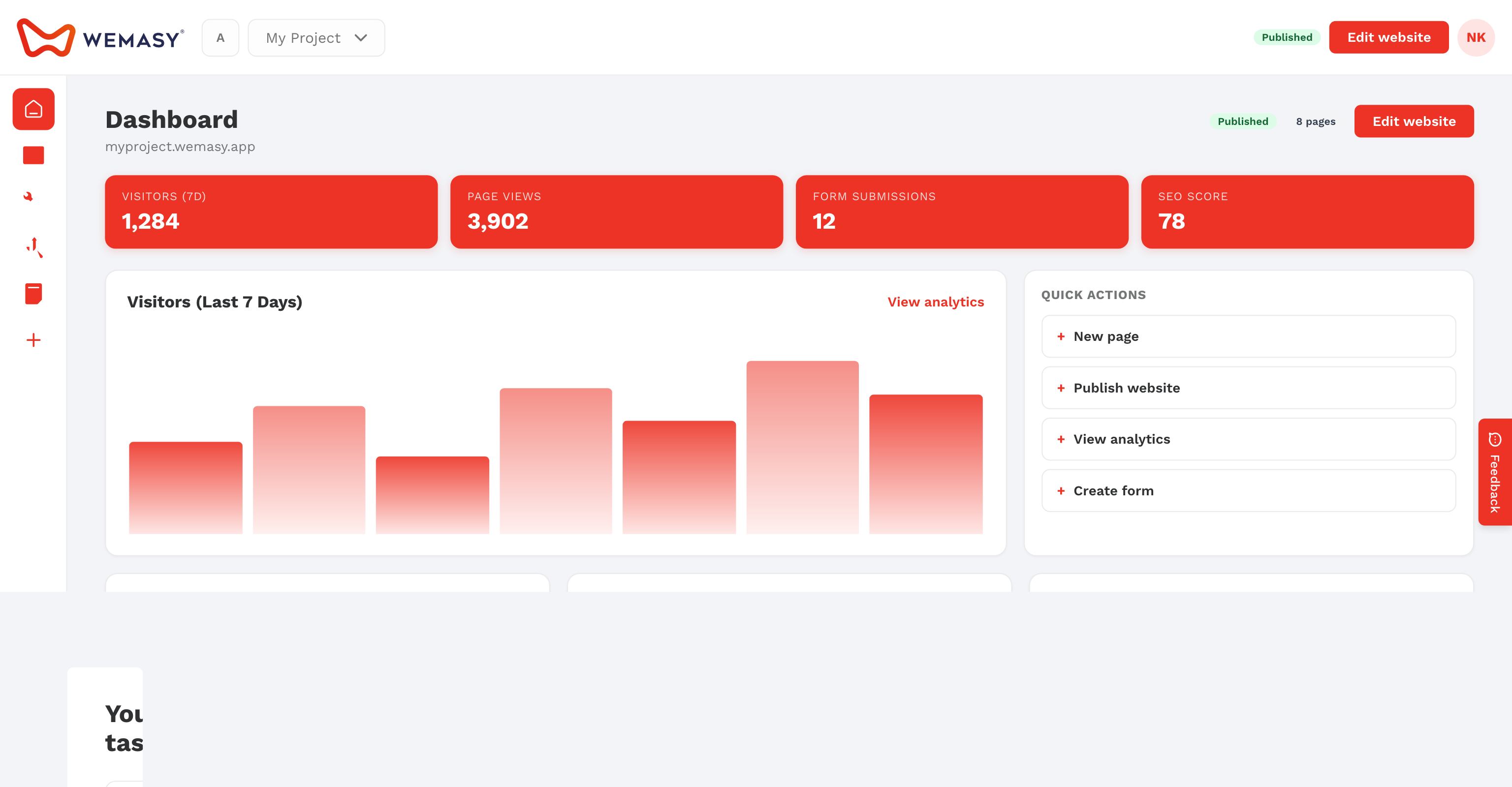 The WEMASY tasks panel in full-screen view