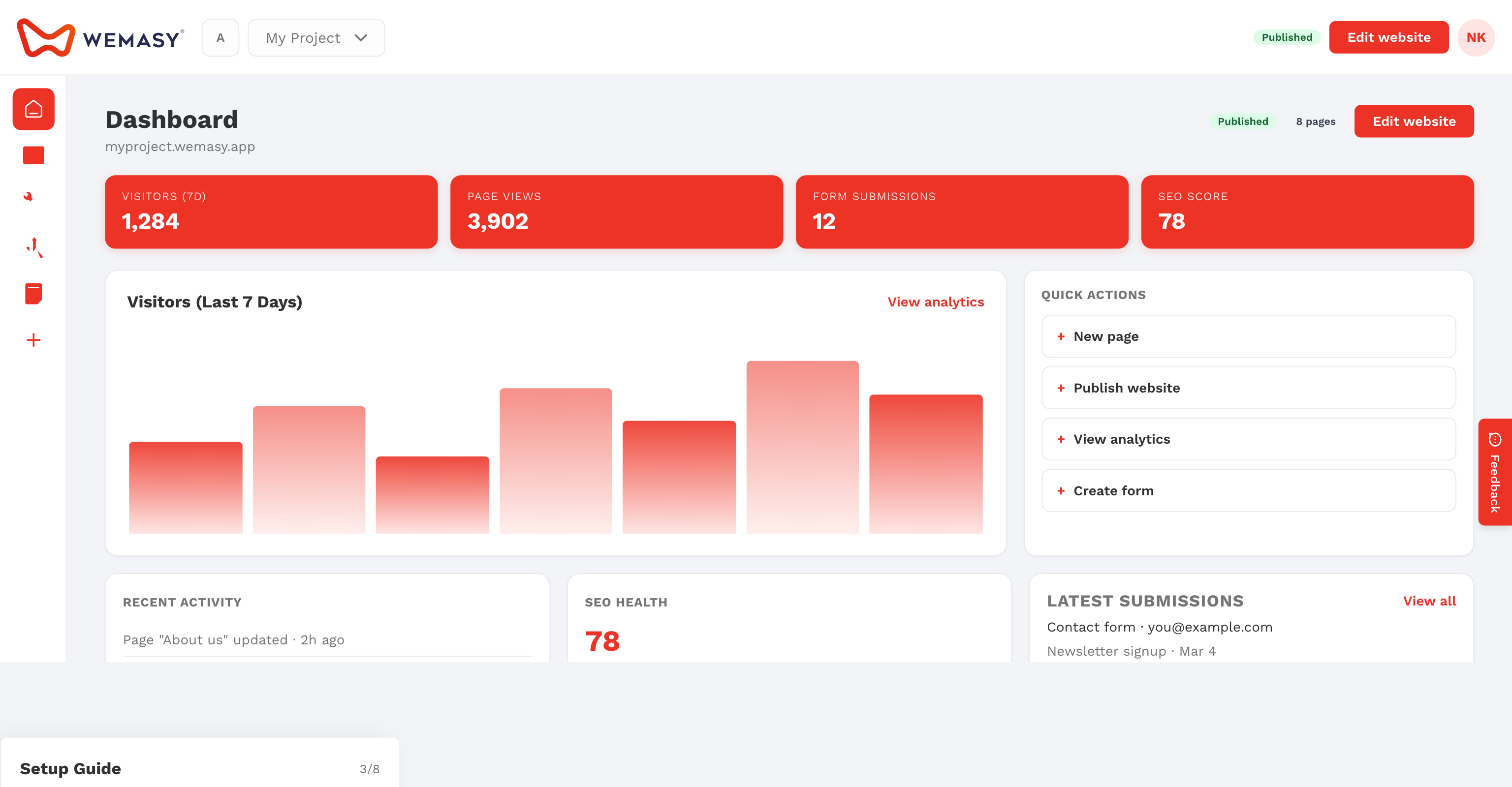 The WEMASY tasks panel with open tasks