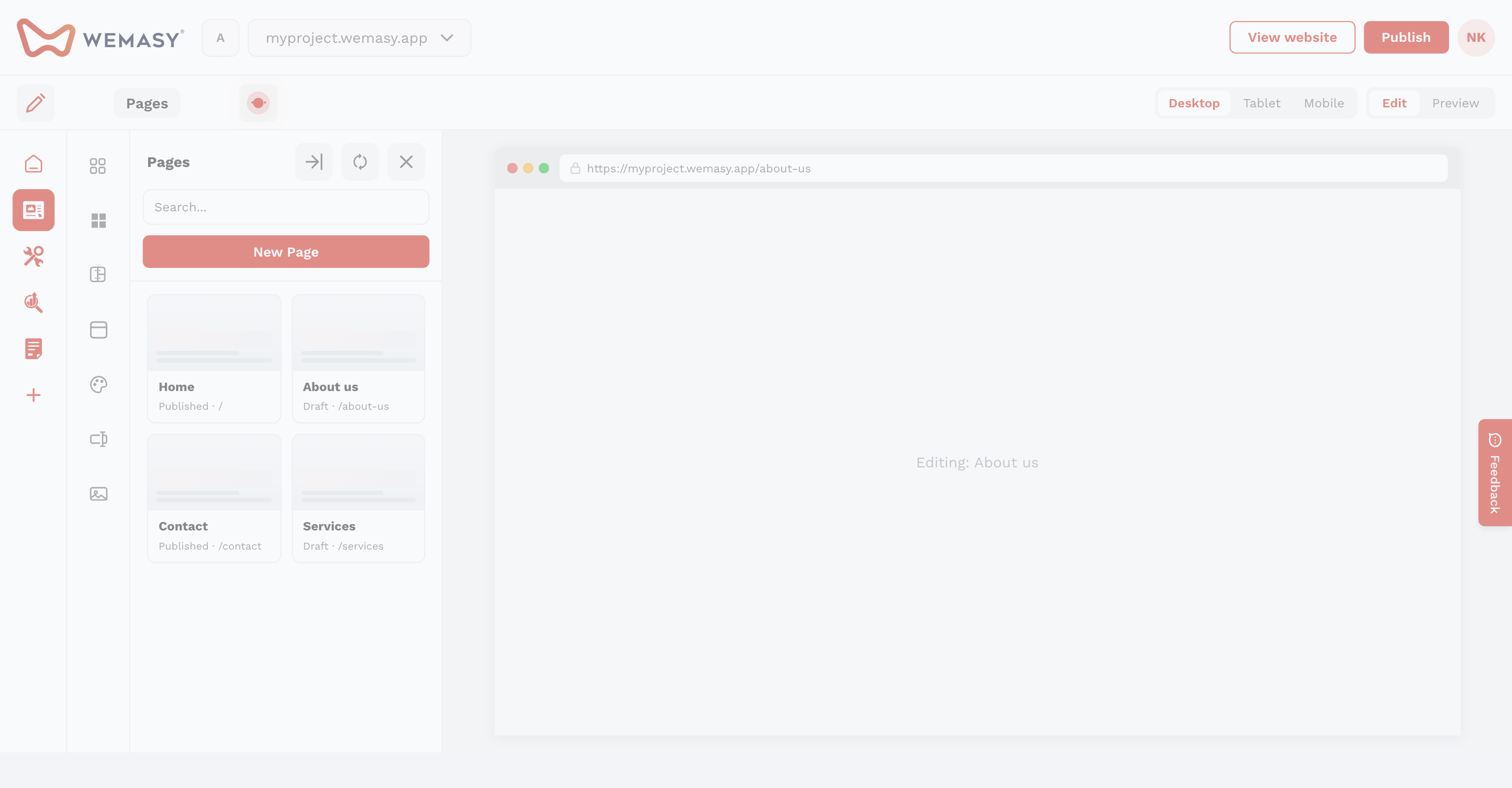 Website Builder — Top bar