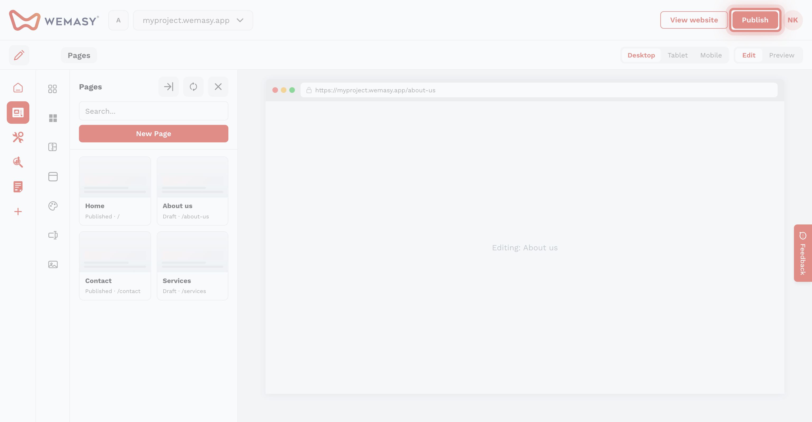 Website Builder — Create a structure