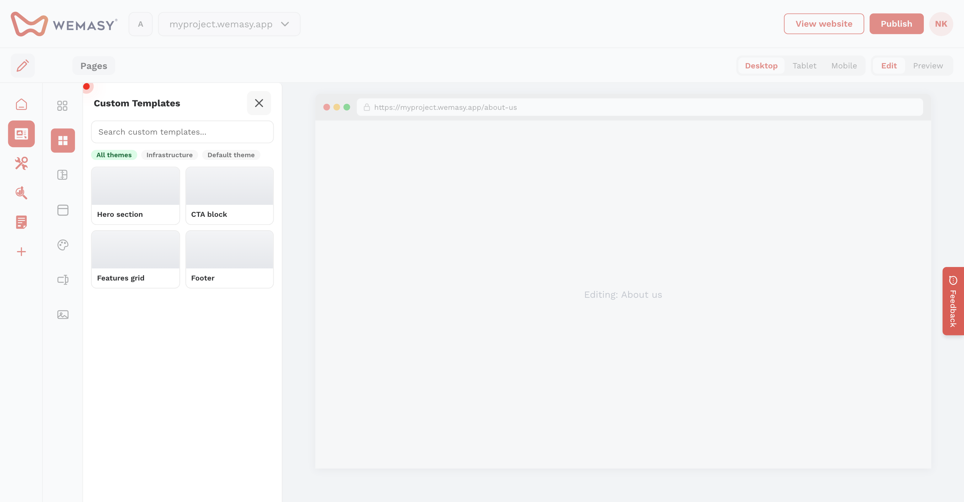 Website Builder — Open the library