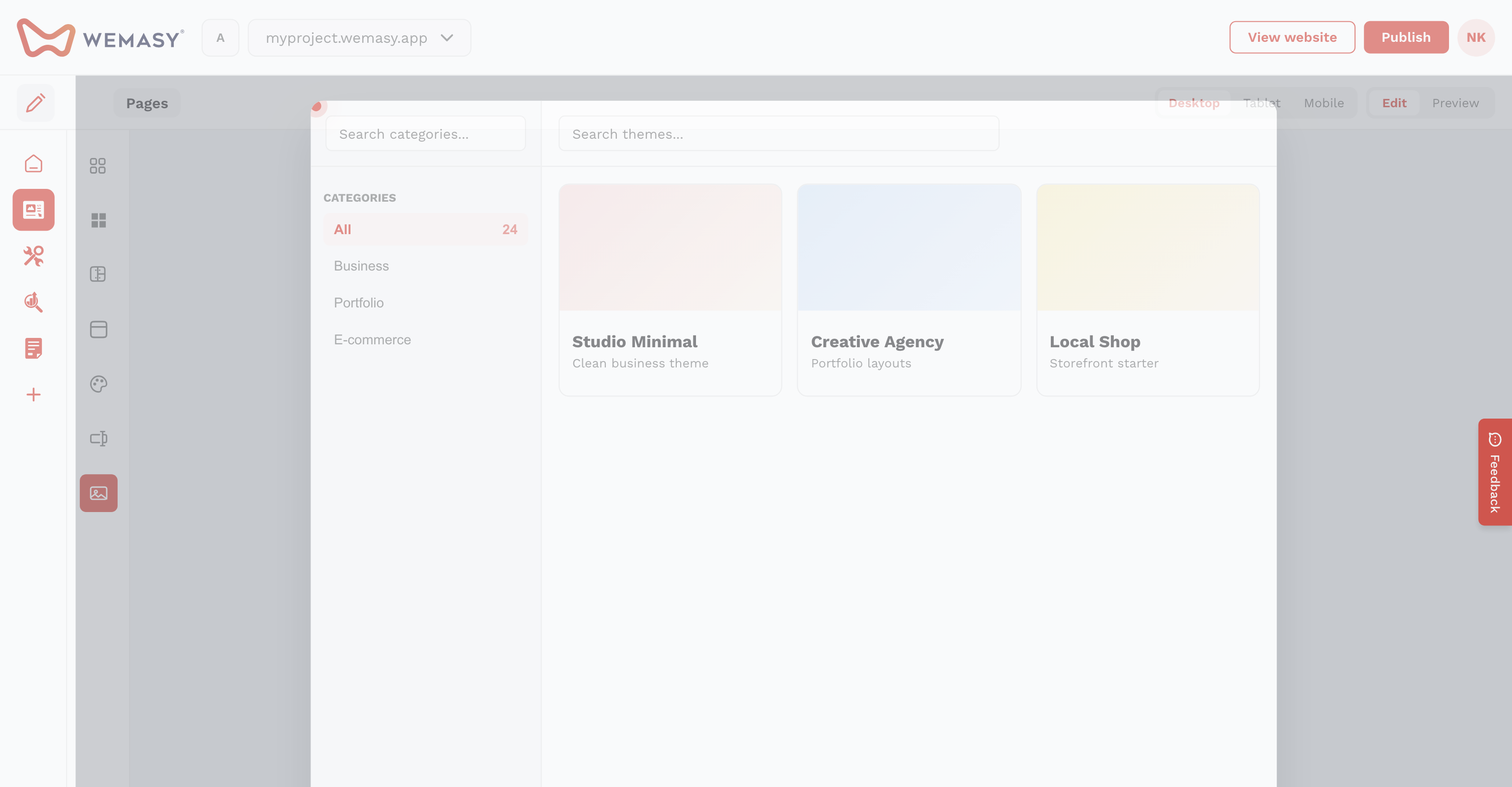 Website Builder — Browse themes