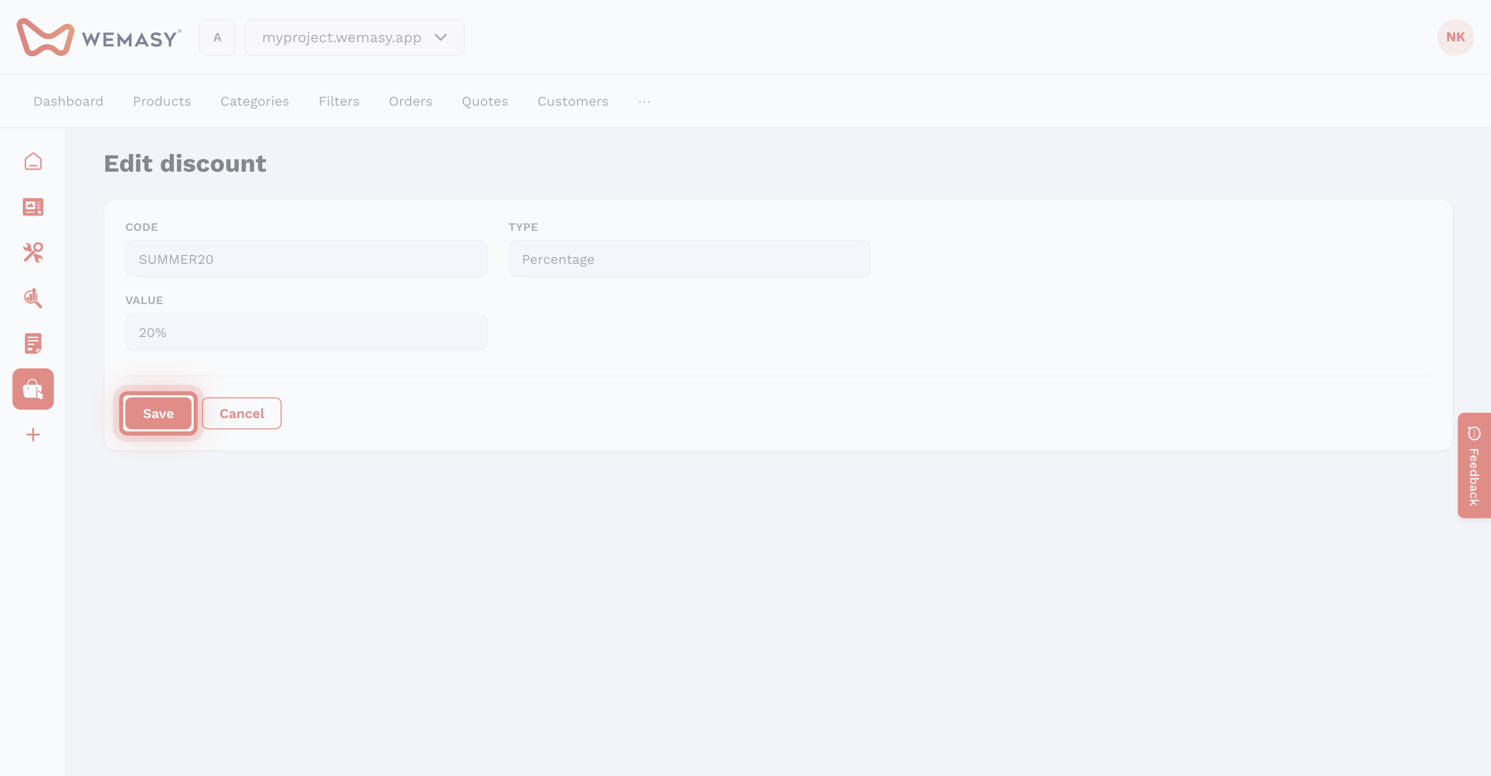 Webshop — Create a discount