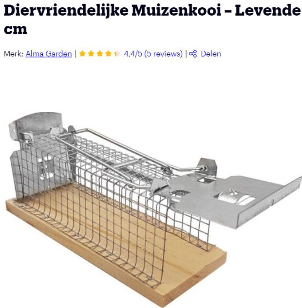 Ik ben een watje en zoek een diervriendelijke muizenval